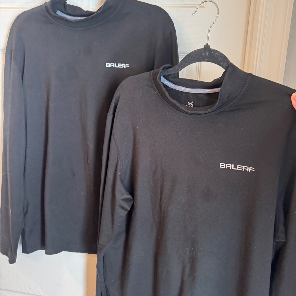 Baleaf Thermal Mock Neck Top Mens Large Black Fleece Lined Base Layer Set of 2